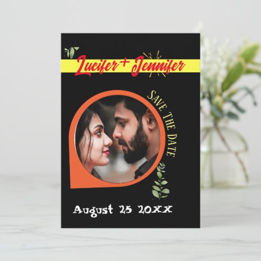 Moderne Elegant Custom foto Naam Flat uitnodiging (Staand voorkant)