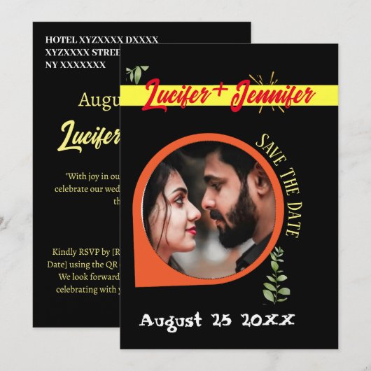 Moderne Elegant Custom foto Naam Flat uitnodiging (Voorkant / Achterkant)