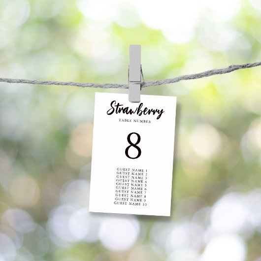 Moderne Elegant Custom Name Wedding Table Seating Kaart