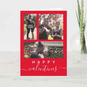 Moderne Elegant Custom Photo Collage Red Valentijn Kaart