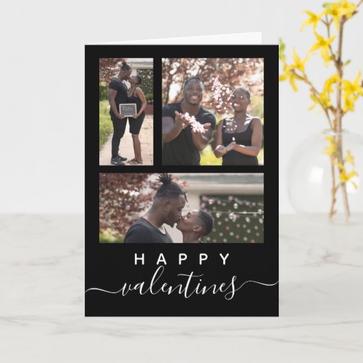 Moderne Elegant Custom Photo Collage Valentijnsdag Kaart (Gele Bloem)
