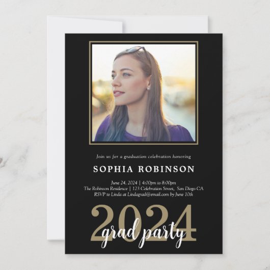 Moderne Elegant Custom Photo Graduparty Kaart (Voorkant)