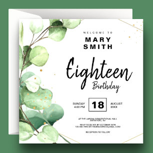 Moderne Elegant Cute Achttiende 18e verjaardag Kaart