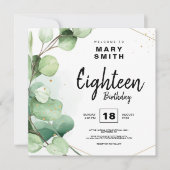 Moderne Elegant Cute Achttiende 18e verjaardag Kaart (Voorkant)