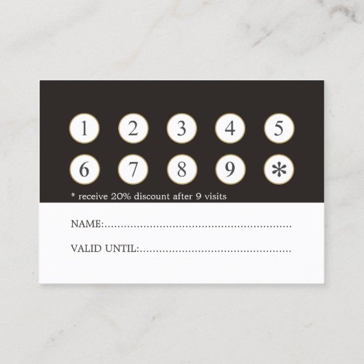 Moderne Elegant Dark Faux Gold Loyalty-Kaart Klantenkaartje (Achterkant)