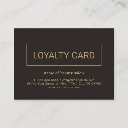Moderne Elegant Dark Faux Gold Loyalty-Kaart Klantenkaartje (Voorkant)