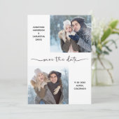 Moderne Elegant de Foto Collage van het Manuscript Save The Date (Staand voorkant)