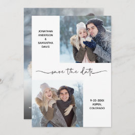 Moderne Elegant de Foto Collage van het Manuscript Save The Date