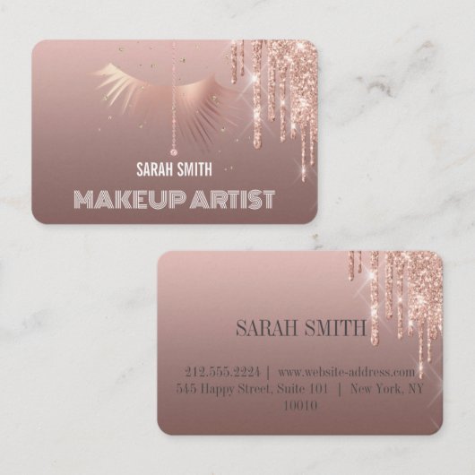 Moderne Elegant druppelt Visitekaartje van gouden  (Voorkant / Achterkant)