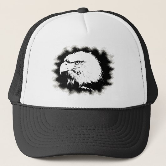 Moderne Elegant Eagle Head Pop Art Sjabloon Trucker Pet (Voorkant)