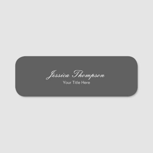 Moderne Elegant Eenvoudig Professioneel Grijs Naamplaatje (Voorkant)