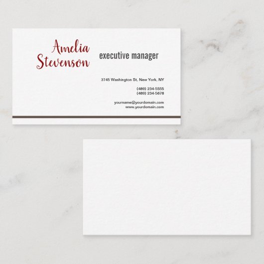 Moderne Elegant eigendhedendaags Gewoon rood grijs Visitekaartje (Voorkant / Achterkant)