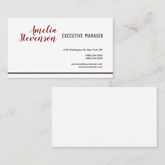 Moderne Elegant eigendhedendaags Gewoon rood grijs Visitekaartje (Voorkant / Achterkant)