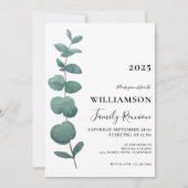 Moderne Elegant Eucalyptus Family Reunion Kaart (Voorkant)