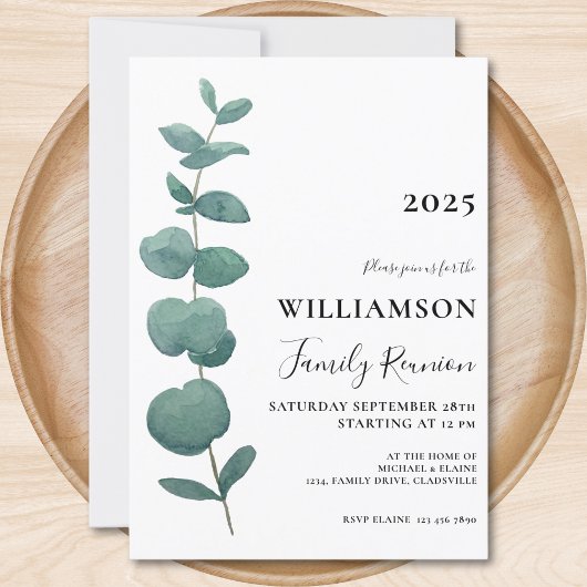 Moderne Elegant Eucalyptus Family Reunion Kaart