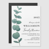 Moderne Elegant Eucalyptus Family Reunion Magnetische Uitnodiging (Voorkant / Achterkant)