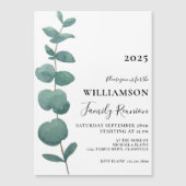 Moderne Elegant Eucalyptus Family Reunion Magnetische Uitnodiging (Voorkant)