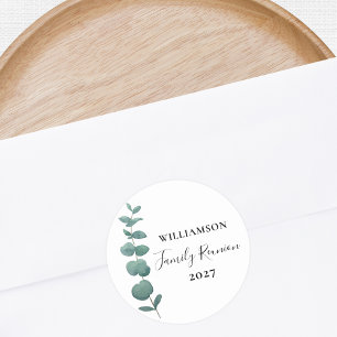 Moderne Elegant Eucalyptus Family Reunion Ronde Sticker