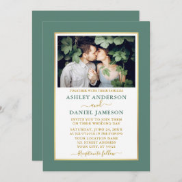 Moderne Elegant Eucalyptus Green Gold Wedding Kaart