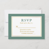 Moderne Elegant Eucalyptus Green White Gold RSVP Kaartje (Voorkant)