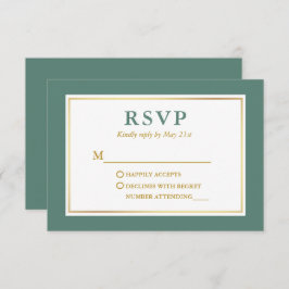 Moderne Elegant Eucalyptus Green White Gold RSVP Kaartje