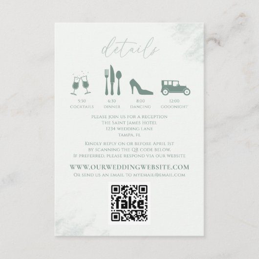 Moderne Elegant Eucalyptus Greenery - QR-code Informatiekaartje (Voorkant)