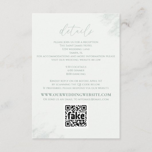 Moderne Elegant Eucalyptus Greenery - QR-code Informatiekaartje (Voorkant)
