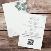 Moderne Elegant Eucalyptus Greenery - QR-code Informatiekaartje
