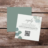 Moderne Elegant Eucalyptus Greenery QR Code RSVP Vierkante Visitekaartje