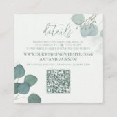 Moderne Elegant Eucalyptus Greenery QR Code Websit Vierkante Visitekaartje (Voorkant)