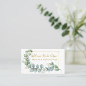 Moderne Elegant Eucalyptus Leaves en Gold Visitekaartje (Staand voorkant)