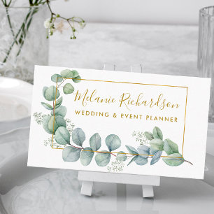 Moderne Elegant Eucalyptus Leaves en Gold Visitekaartje