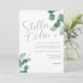 Moderne Elegant Eucalyptus Sage Green Wedding Invi Kaart (Staand voorkant)