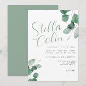 Moderne Elegant Eucalyptus Sage Green Wedding Invi Kaart (Voorkant / Achterkant)