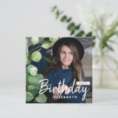 Moderne Elegant Eucalyptus verjaardagsgroet foto Kaart (Staand voorkant)
