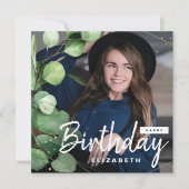 Moderne Elegant Eucalyptus verjaardagsgroet foto Kaart (Voorkant)