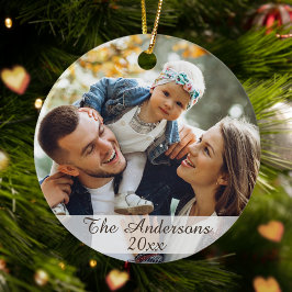 Moderne Elegant Family Custom Photo 2 Sided Keramisch Ornament
