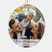 Moderne Elegant Family Custom Photo 2 Sided Keramisch Ornament (Links)