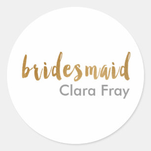 moderne elegant faux gold bridesmaid ronde sticker