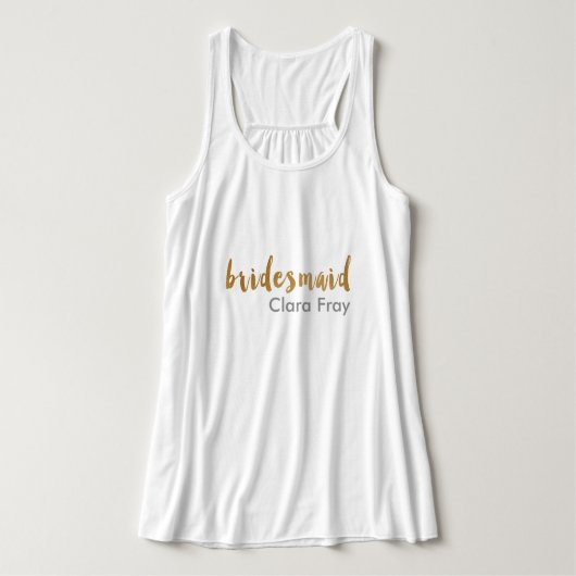 moderne elegant faux gold bridesmaid tanktop (Design voorkant)