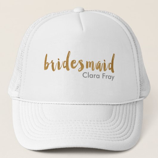 moderne elegant faux gold bridesmaid trucker pet (Voorkant)