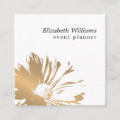 Moderne Elegant Faux Gold Floral Event Planner Vierkante Visitekaartje (Voorkant)
