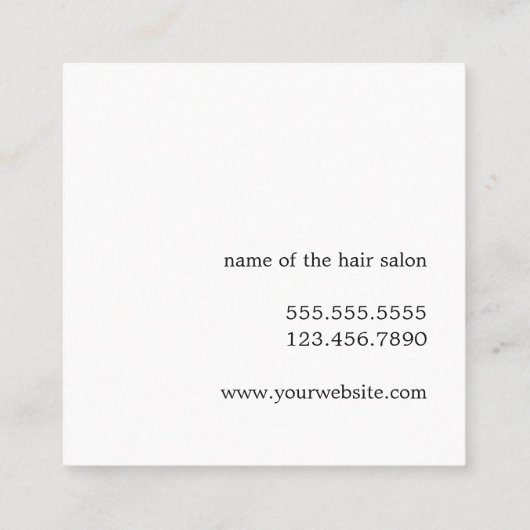 Moderne Elegant Faux Gold Hair Stylist Vierkante Visitekaartje (Achterkant)