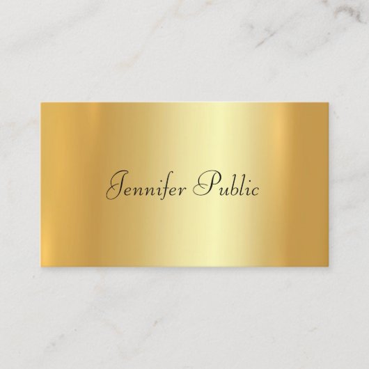Moderne Elegant Faux Gold Hand Script-Sjabloon Visitekaartje (Voorkant)