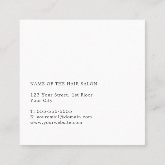 Moderne Elegant Faux Gold Scissor Hair Stylist Vierkante Visitekaartje (Achterkant)