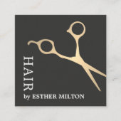 Moderne Elegant Faux Gold Scissor Hair Stylist Vierkante Visitekaartje (Voorkant)