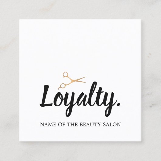 Moderne Elegant Faux Gold Scissors Loyalty Kaart (Voorkant)