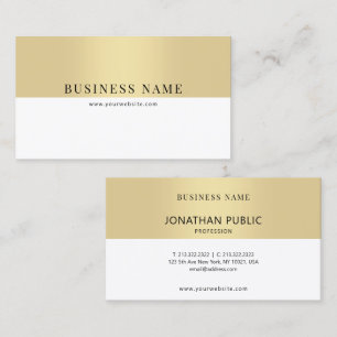 Moderne Elegant Faux Gold White Minimalist Sjabloo Visitekaartje