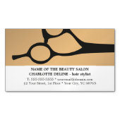 Moderne Elegant Faux Gold White Scissor Haarstylis Magnetisch Visitekaartje (Voorkant)