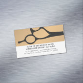 Moderne Elegant Faux Gold White Scissor Haarstylis Magnetisch Visitekaartje (Voorbeeld)